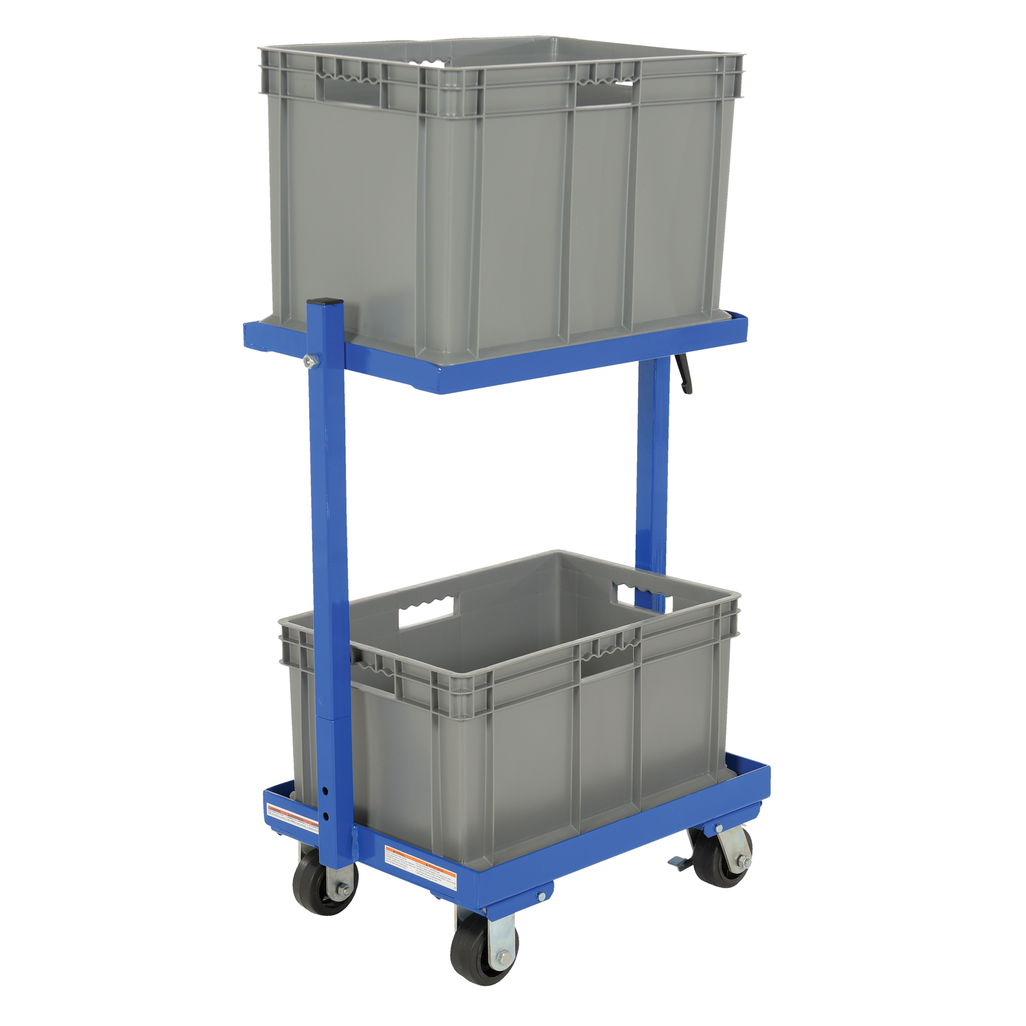 Vestil Multi-Tier Cart with 2 Shelves and 2 Baskets - 200-Lb. Capacity, Tilting Shelf Design, Steel, Model# TSCT-2B